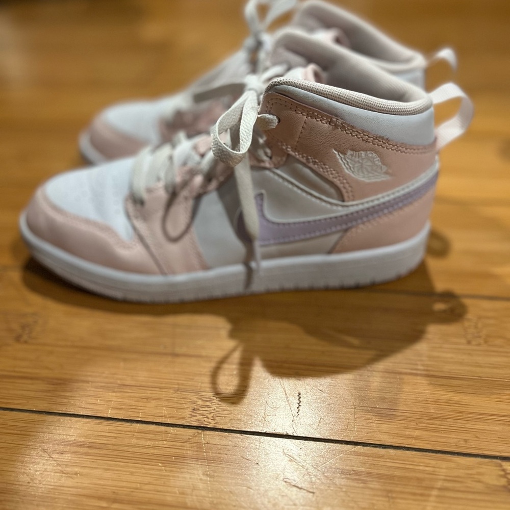 Kids Pink and White High-Top Sneakers